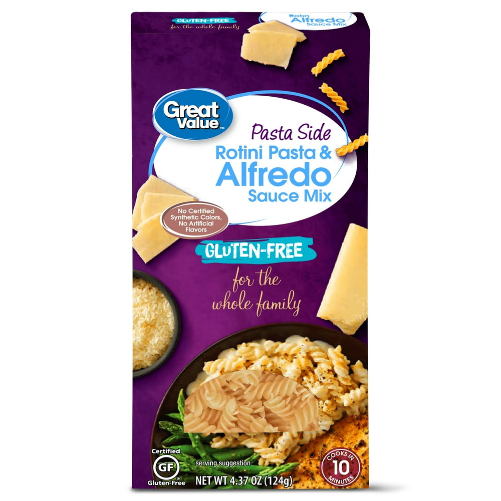 Great Value GlutenFree Pasta Side, Rotini Pasta & Alfredo Sauce Mix, 4
