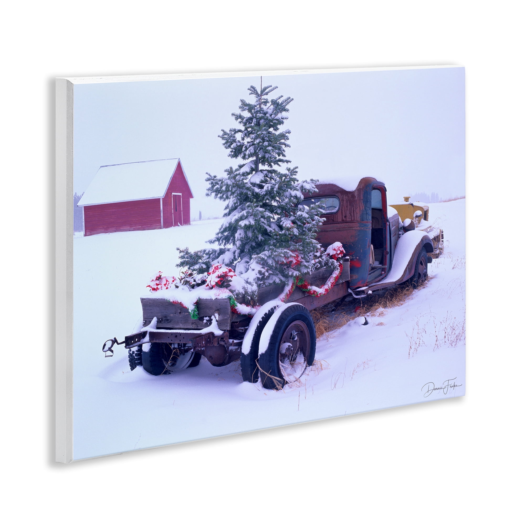 Stupell Industries Christmas Tree Truck Holiday Painting Unframed Art Print Wall Art, 14 x 11