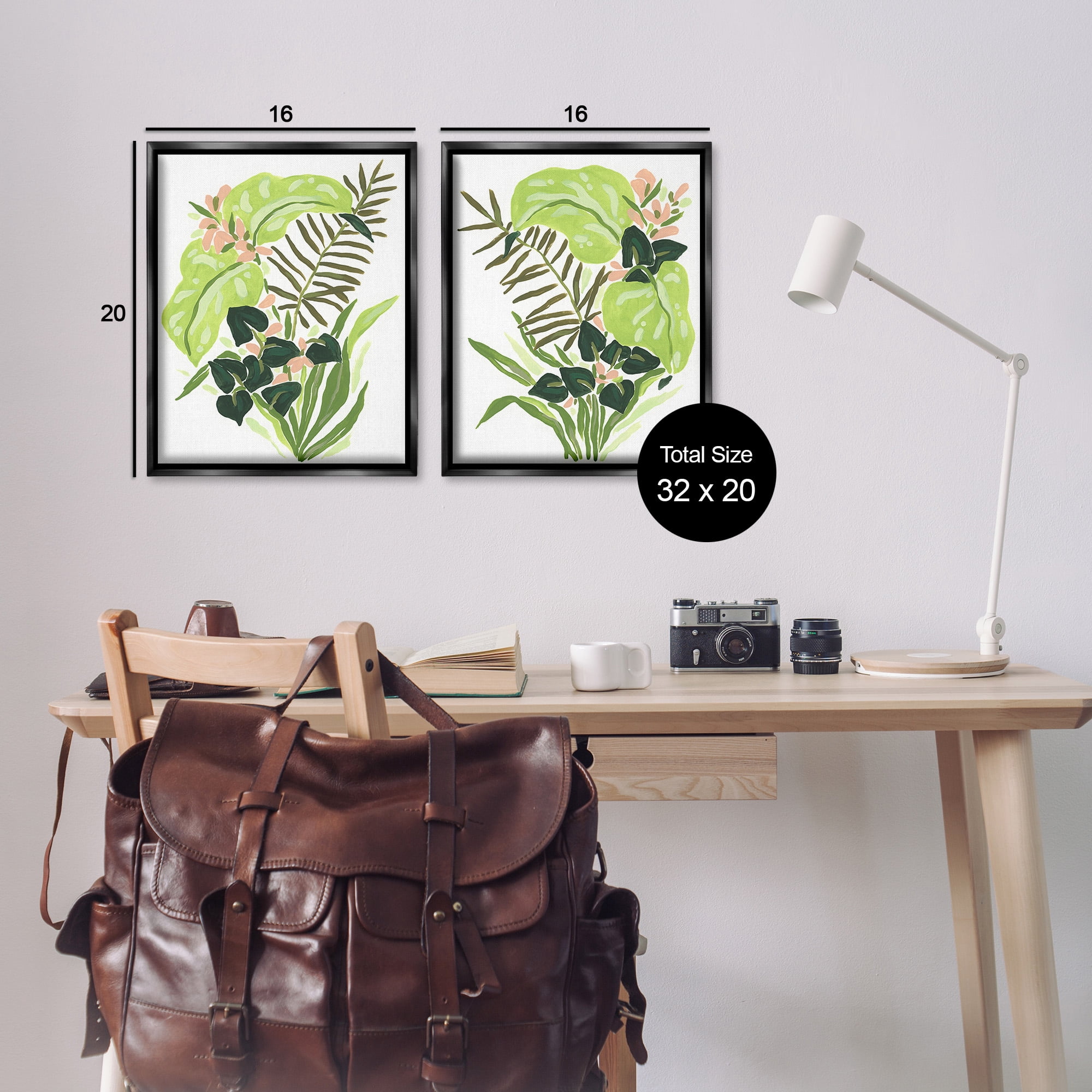 Stupell Industries Abstract Tropical Blooms Botanical & Floral Painting Black Floater Framed Canvas Art Print Wall Art, 17 x 21, Set of 2
