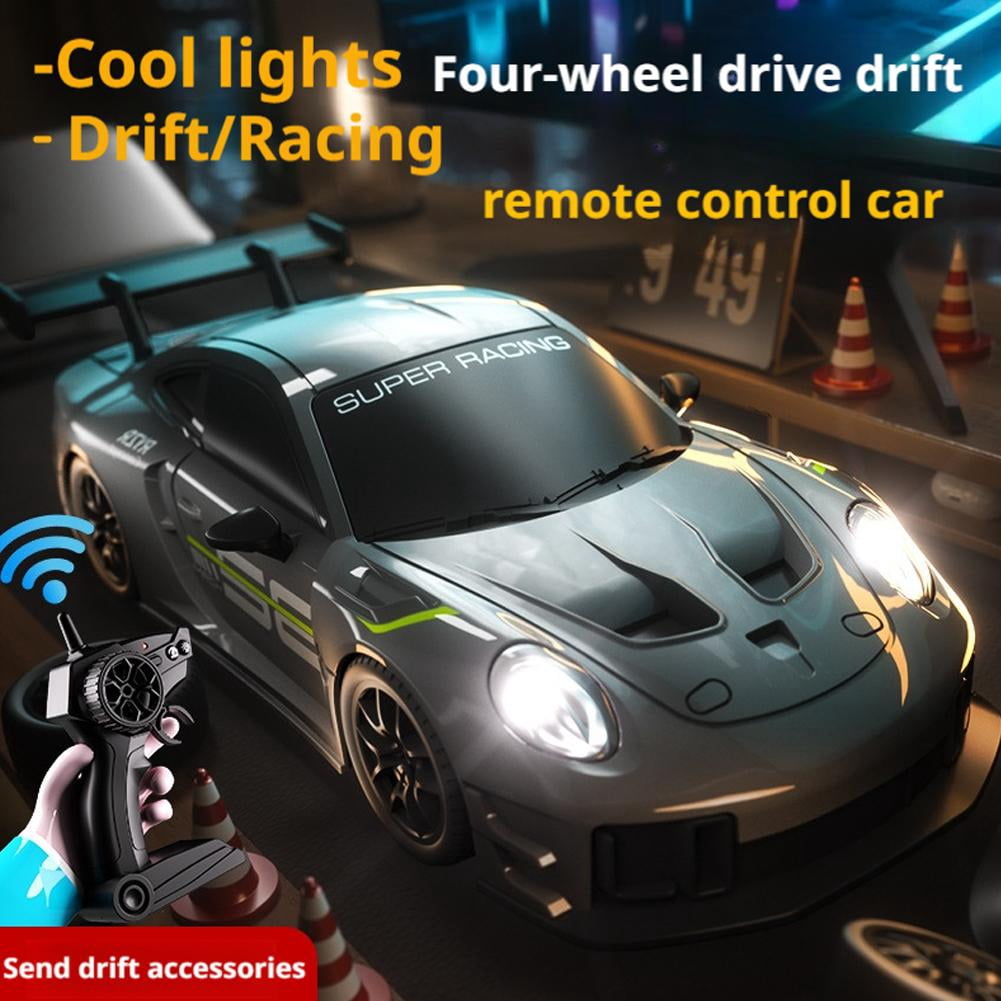 RC Drift Car,124 Scale RC Drift Car 4WD 2.4GHz 30KM/H High Speed Sport with LED Toy Lights,Two Cars