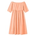 thumbnail image 4 of Atogsazn Women's Summer Off Shoulder Maxi Dress Casual Flowy Short Sleeve Side Split Dresses Loose Fit Sundress Orange XXXL Fashion, 4 of 7