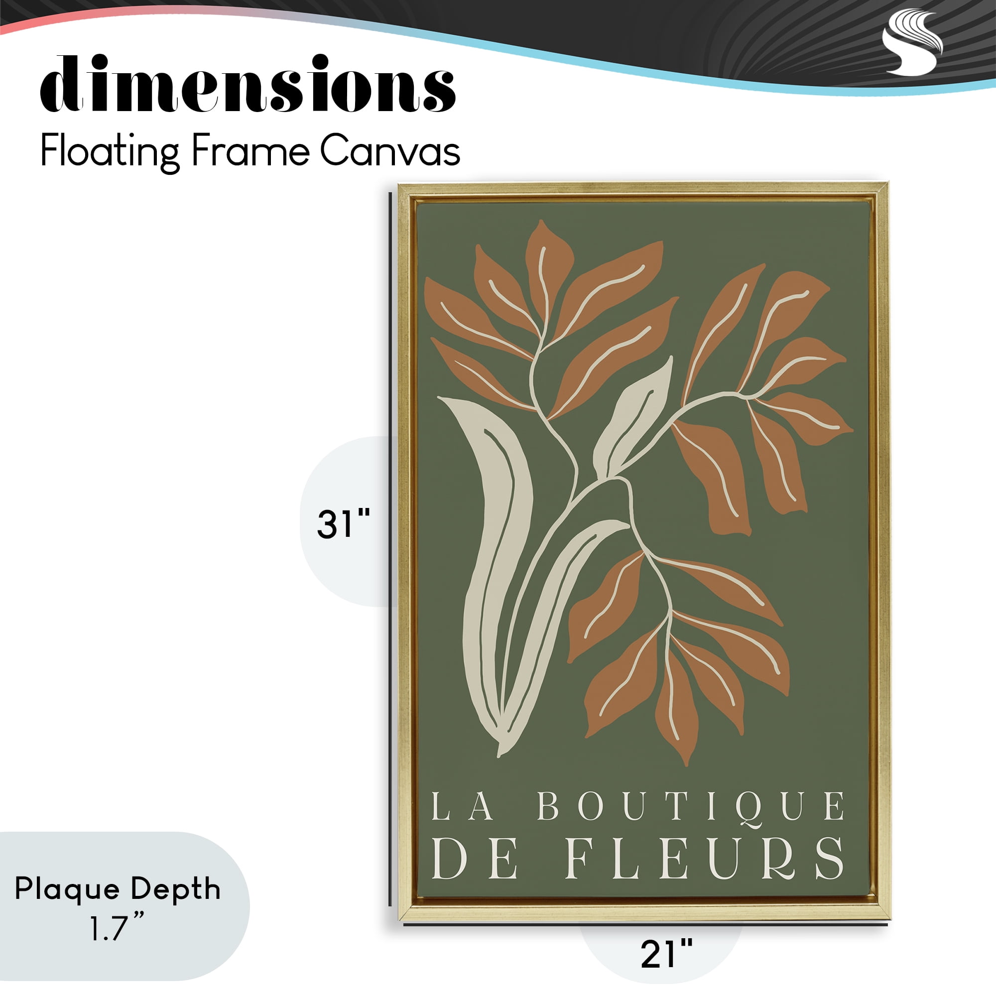 Stupell Industries Flower Shop Midcentury Minimal Gold Framed Floater Canvas Wall Art, design by Emily Navas