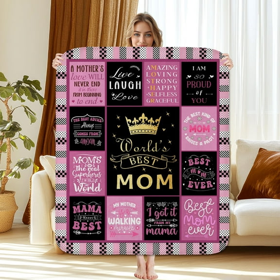 Gifts for Mom Blanket, Mother Gift Throw Blanket from Daughter & Son, Mother's Day, Christmas, Birthday Presents for Mommy, Soft Flannel & Sherpa Throw Blanket, 30"x40"