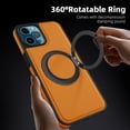 thumbnail image 3 of ELEHOLD Case for iPhone 12 Pro Max,  Magnetic Leather Case with 360°Rotatable Ring Stand [Compatible with MagSafe] Phone Case,Orange, 3 of 6