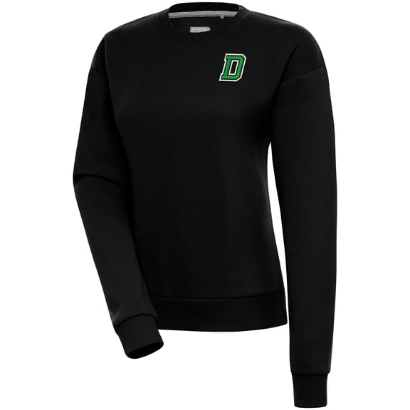 Women's Antigua  Black Dartmouth Big Green Victory Pullover Sweatshirt