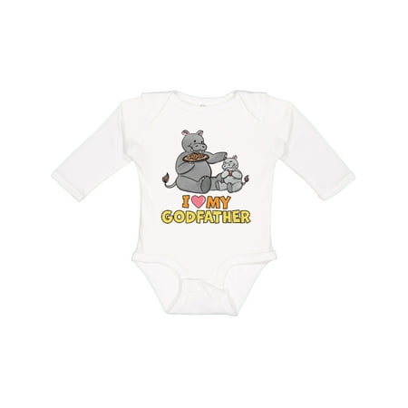 

Inktastic I Love My Godfather Hippos Boys or Girls Long Sleeve Baby Bodysuit