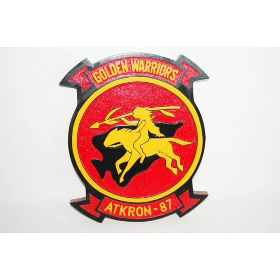VA-87 Golden Warriors Plaque, 14, Mahogany, Navy