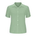 thumbnail image 3 of Besolor Women's Button down Shirts Collared Ruffle Short Sleeve Summer Tops Solid Color Casual Blouses, 3 of 6