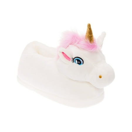 Silver Lilly Unicorn Plush Novelty Animal Slippers w/ Foam (Best Women's Slippers With Support)