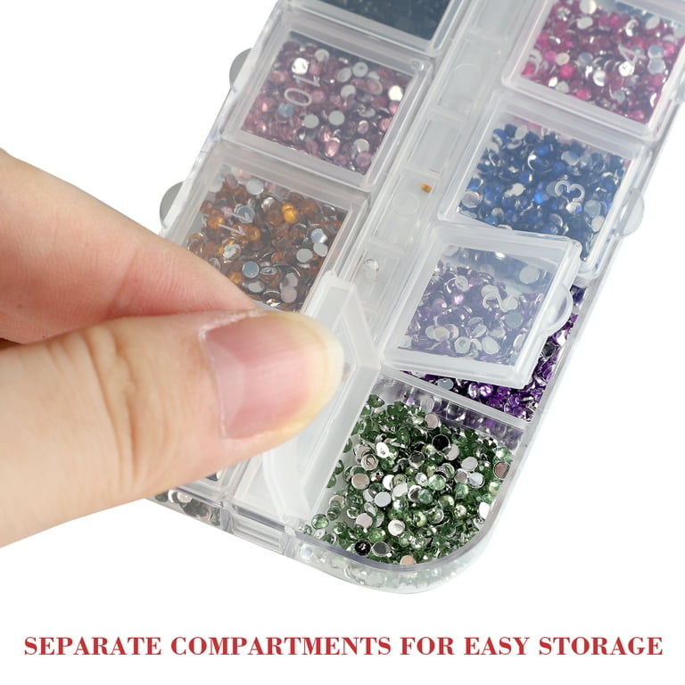 Two Boxes 4520 Pcs of Flatback Round Multiple Color Nail Art Rhinestones  Colorful Crystal Kits 12 ColorsTransparent White Rhinestones with Pickup  Pencil and Tweezer For Home DIY and Professional Use 01-ColorfulTransparen