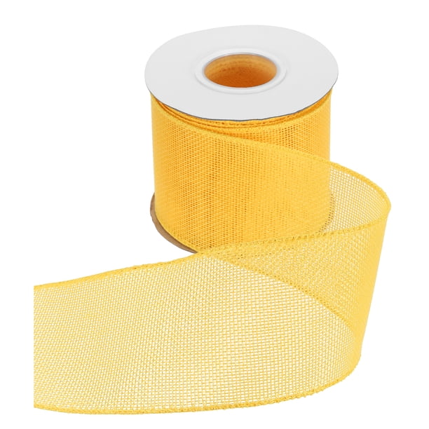 Cinta de alambre de yute Uxcell de 3" x 10 yardas, cinta de borde de alambre, correa tejida, amarilla