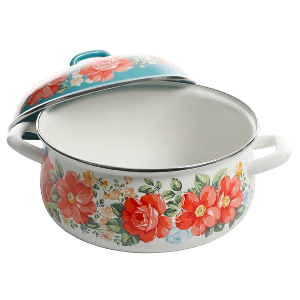 The Pioneer Woman Vintage Floral 4 Quart Enamel Cast Iron Dutch