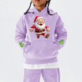 thumbnail image 5 of UACY Girls Christmas Hoodie Kids Cute Preppy Fleece Lined Long Sleeve Santa Claus Graphic Hooded Sweatshirt Fall Winter Pullover Tops (Purple, 7-8 Years), 5 of 5