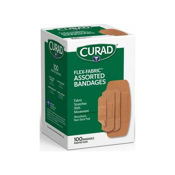 Curad Flex Fabric Assorted Size Bandages, 100 Count