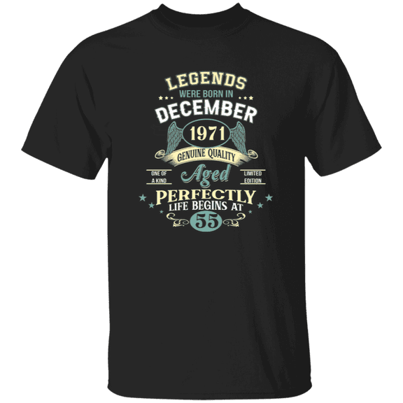 55th Birthday Shirt, Legends Were Born in December 1971 Bday Retro T-Shirt