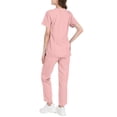 thumbnail image 4 of Resivox Womens Scrubs Plus Size Medical Scrub Sets Stretchy V-Neck Yoga Scrub Pants and Tops Scrub Joggers Nurse Uniforms with Pockets Pink L, 4 of 4