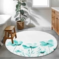 thumbnail image 3 of Round Rugs 3.3Ft, Teal Spring Floral Round Area Rug Washable Indoor Throw Carpet, Watercolor Botanical Summer Flower Soft Non Slip Circle Rug for Laundry Room Patio Home Decor Aesthetic, 3 of 8