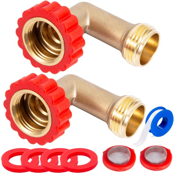 Lead-Free Brass 90 Degree Hose Saver,90°Hose Elbow Fitting Quick Swivel Connect Adapter,