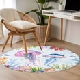 thumbnail image 5 of Round Area Rug 4ft,Sea Jellyfish Colorful Coral Washable Carpet Non-Slip Runner Accent Rugs Indoor Floor Mat for Bedroom Living Room Decor,Ocean Shell Starfish, 5 of 9