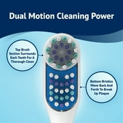 Equate Advanced Dual Action Battery-Powered Electric Toothbrush with 2 Replacement Heads, White