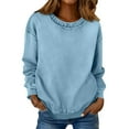 thumbnail image 5 of WXLWZYWL Denim Sweatshirts for Women Crewneck Pullover Tops Long Sleeve Shirts Vintage Loose Blouses, 5 of 6