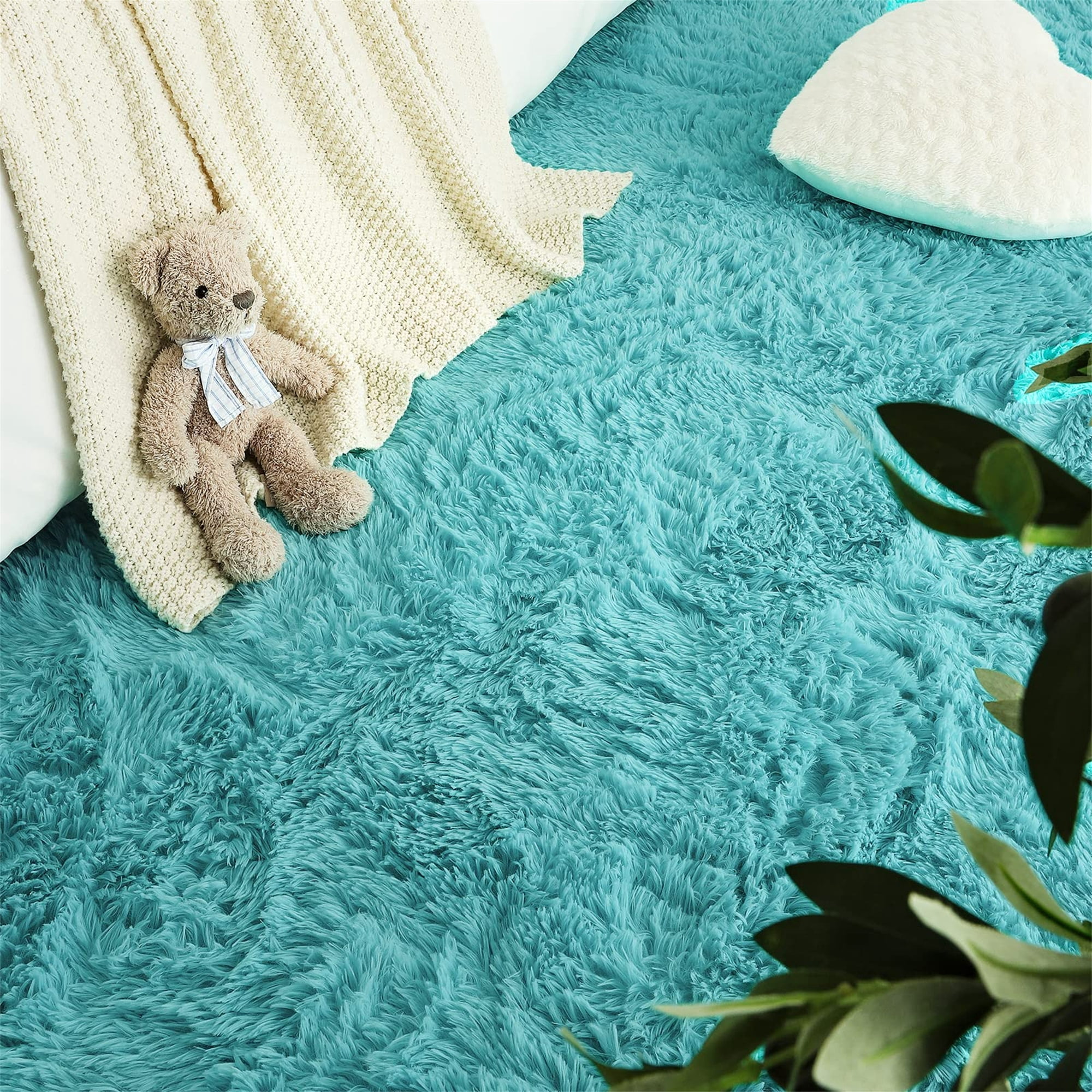 Noahas Soft Fluffy Area Rug Modern Shaggy Bedroom Rugs for Kids Room Nursery Rug Floor Carpets, 3'x 5',Blue