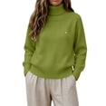 thumbnail image 4 of GILIGEGE Oversized Women's Turtleneck Knit Sweater,Long Sleeve Fall Pullover Top,Casual Loose Fit Chunky Winter Solid Color Soft Cozy Knitwear for Work,Office & Going Out Green M, 4 of 4