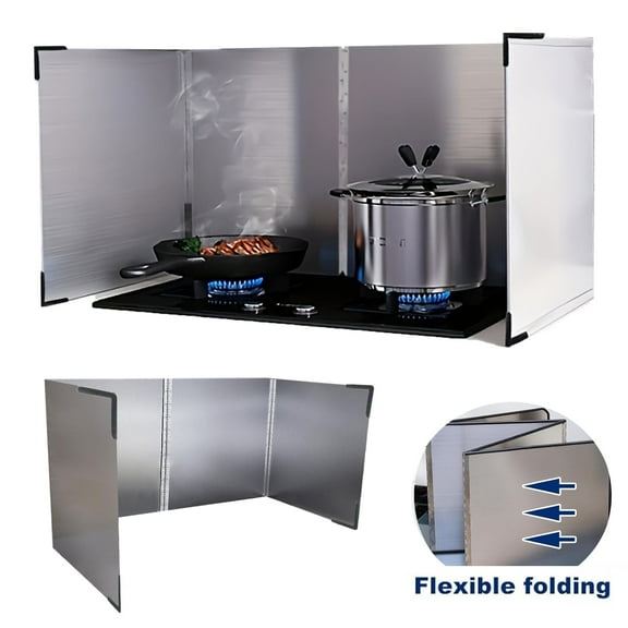 Foldable Stove Splatter Guard, 4 Sided Splatter Guard Stainless Steel Backsplash, Oil Splash Insulation Board, Nonstick Oil Splatter Guard Stove for Cooking Frying Stove Top Wall