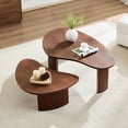 thumbnail image 5 of 2-Piece Modern Irregular Shape Coffee Table Set for Living Room,Easy Assembly Nesting Coffee Tables, End Side Tables for Living Room Office,Walnut Color, 5 of 9