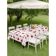 thumbnail image 3 of Outdoor Tablecloth with Umbrella Hole and Zipper, Valentine's Day Rectangle Table Cloth 60x120 Inch Waterproof Tablecloth, Sweet Love Heart Lines Romantic Red Picnic Table Cover for Patio Camping, 3 of 7
