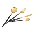 thumbnail image 2 of Vajilla Cuchara Tenedor Cuchillo Vajilla 4Pcs/Set Acero inoxidable Reutilizable Color para el hogar Cocinas Restaurante(Negro dorado), 2 of 5
