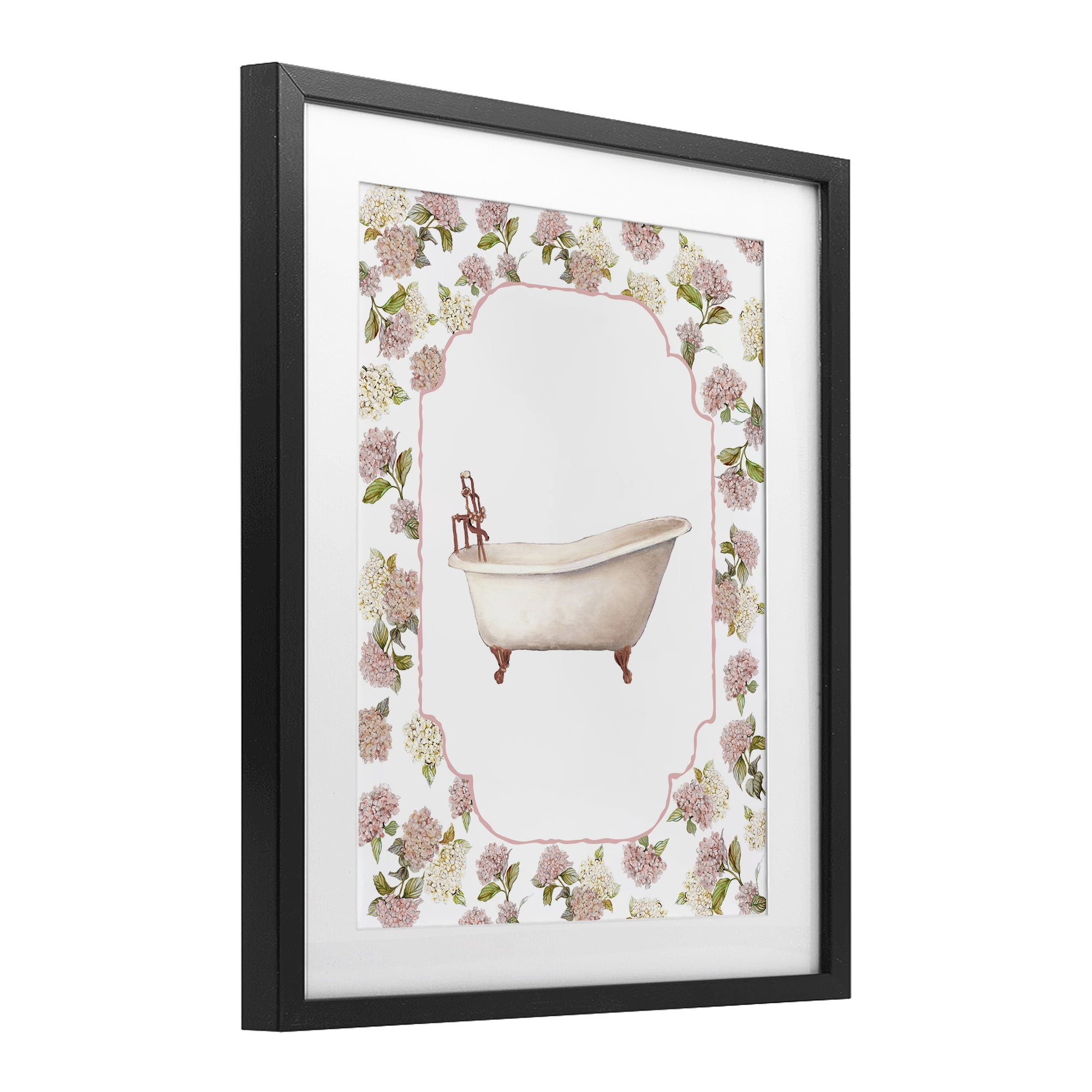 Stupell Industries Elegant Hydrangeas Bathtub Black Framed Print Under Glass, design by Carol Robinson