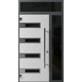 thumbnail image 4 of Front Exterior Prehung Steel Door / Ronex 0131 Black Enamel / Side and Top Exterior Window Sidelite / Stainless Inserts Entry Metal Modern Painted W36+14" x H80+16" Right hand Inswing, 4 of 5