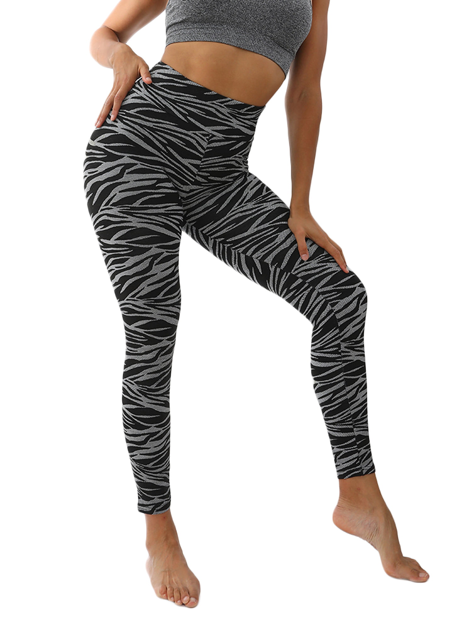 Ladies L XL Black Body Contour Control Leggings Womens Leopard Sculpt Trousers 