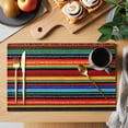 thumbnail image 2 of Mexico Stripes Placemats Set of 8 Colored Abstract Striped Orange Red Boho Place Mats Indoor Wipeable Table Mats Washable Cloth Dining Table Placemats for Kitchen Holiday Party Home Decor 13x19 Inch, 2 of 9