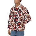 thumbnail image 3 of Wukai record lips Skull Print Men's Zip-Up Hoodie,Fleece Full-Zip Hoodie for Men, Hooded Sweatshirt-XX-Large, 3 of 5