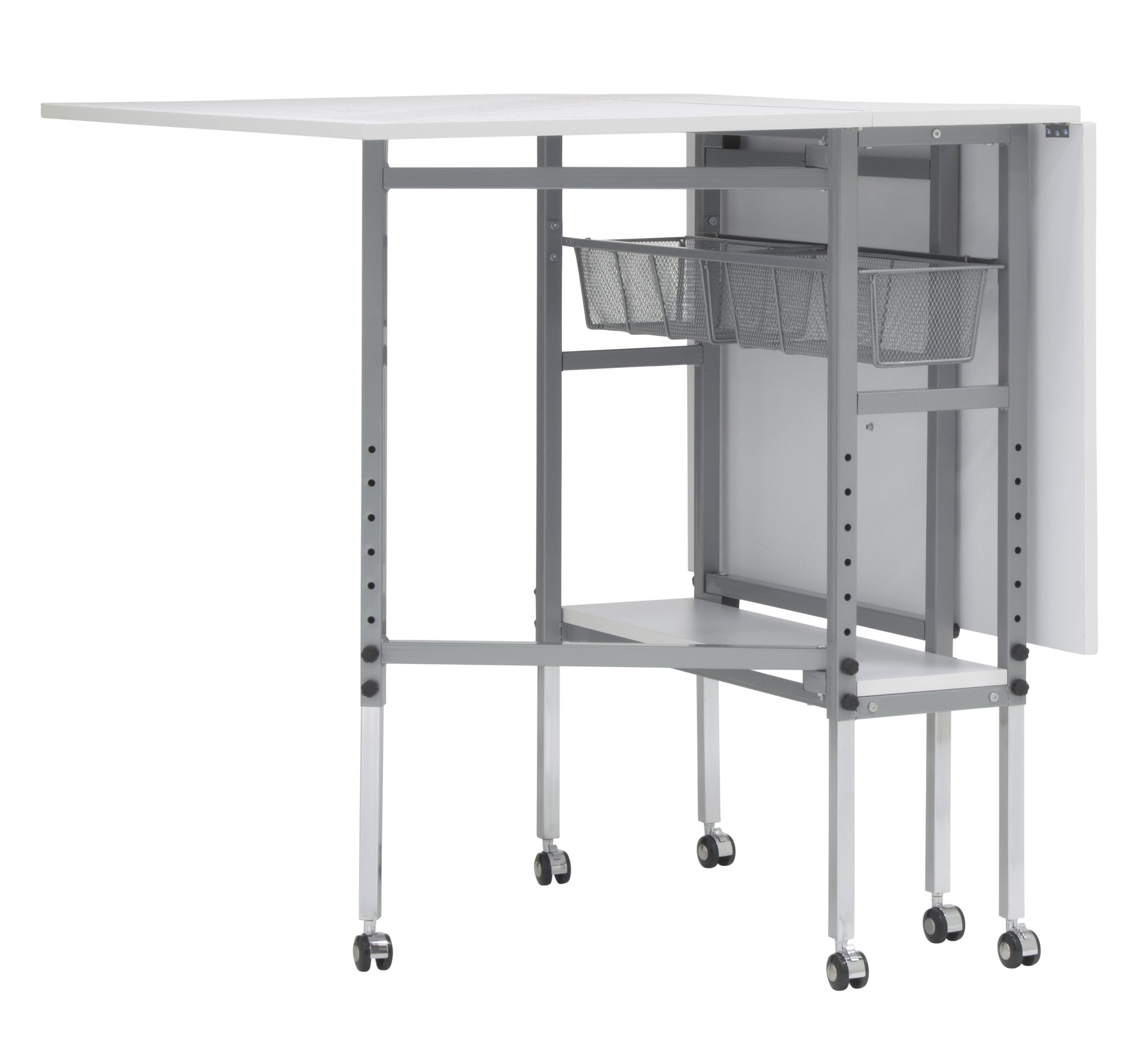 Alpha Foldable Craft Table with Grid in White / Silver
