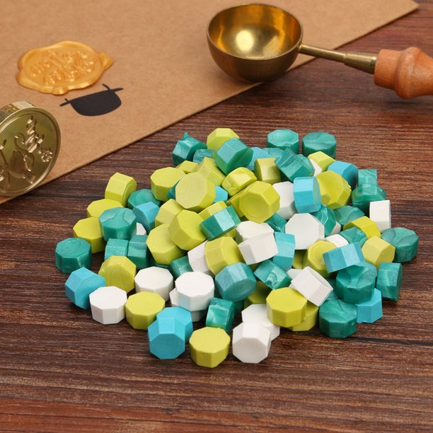 100 cuentas de sello de cera octágono vintage hecho a mano para decoración de sobres (cera de sellado-M)