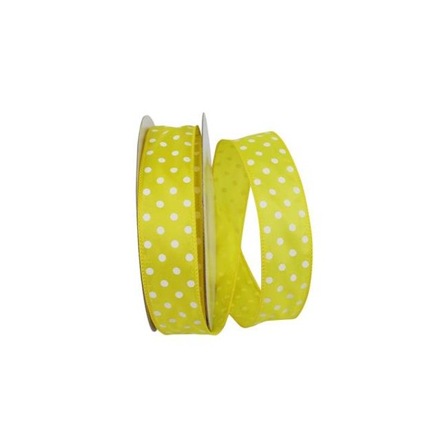 Reliant Ribbon 92839W-079-09K Satin Striking Dots Value Wired Edge Ribbon - Yellow - 1.5 in. x 50 yards