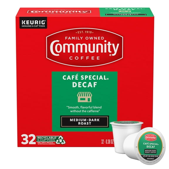 Community Coffee CafÃ© Special Decaf, Medium-Dark Roast, Single-Serve Keurig K-Cup Pods, 32 Count (Pack of 1)