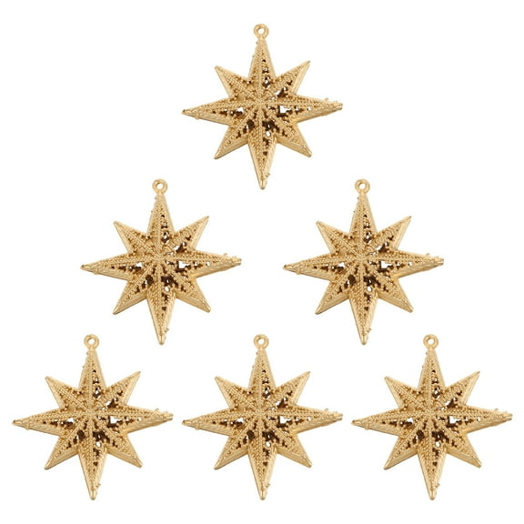 PAMINGONO Christmas Star Ornaments Mini Christmas Decorations Golden 6 Pcs Winter Party