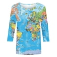 thumbnail image 4 of Wanfds Multicolor Ladies Tops 2025 Casual Round Neck Three-Quarter Sleeve Top S, 4 of 5