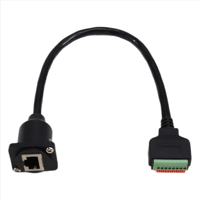 Cable RJ45 8P8C Hembra Tipo D para Montaje en Panel A Bloque de Terminales Sin Soldadura. Cable RJ45 Ethernet A Terminal de Resorte.