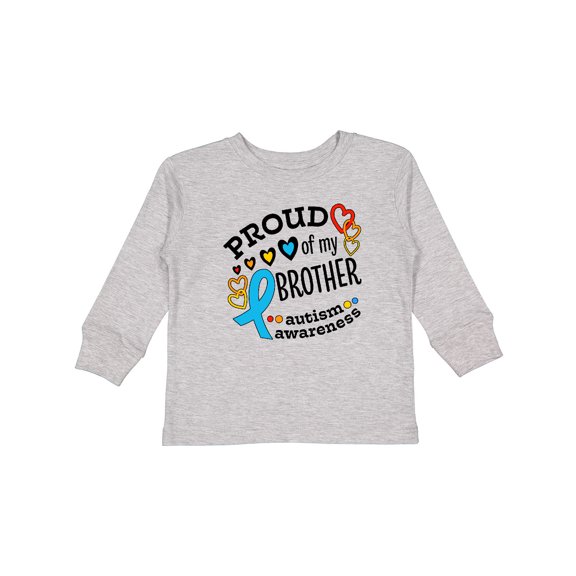 Inktastic Proud of My Brother Autism Awareness Boys or Girls Long Sleeve Toddler T-Shirt