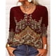 thumbnail image 3 of Jersey Vintage con cuello redondo y botones para mujer, Camiseta holgada informal con estampado elegante, Tops básicos diarios de calle, camisetas de manga larga, camisa de fondo, 3 of 4