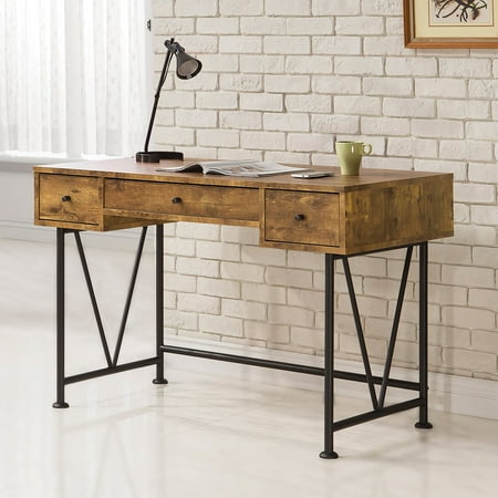 Antique Reproduction Desks - Coaster Company Writing Desk, Antique Nutmeg, Black