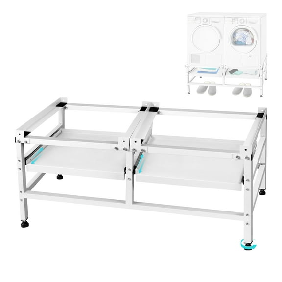 2 In 1 Washer and Dryer Pedestals, 48" Wide 24" Height Washer and Dryer Stand with Storage Shelf, Heavy Duty Laundry Pedestal for most Washers and Dryers, Up to 700lbs Weight Capacity