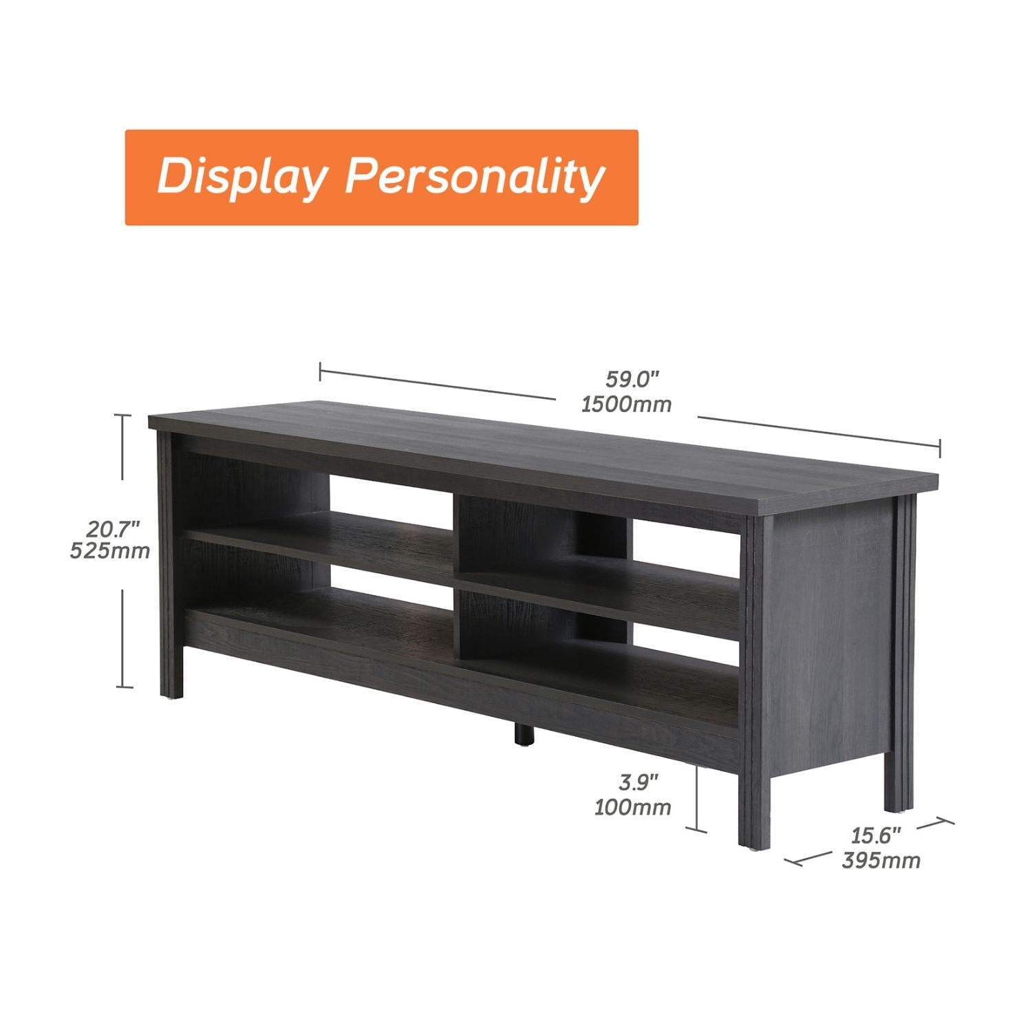 WAMPAT TV Stand for 55 inch TV, Entertainment Center Wood TV Media Console Table with 4 Storages & RGB LED Light for Living Room, Black