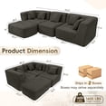 thumbnail image 3 of 110" Chenille Modular Sectional Sofa, 4 pcs Upholstered Cloud Couch with Movable Ottoman & 5 Pillows, Deep Seat L Shaped Sectional Couch, No Assembly Required, 3 of 10