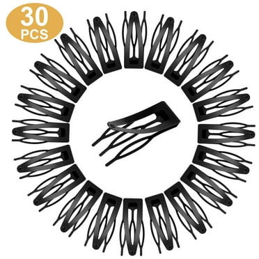 30pcs Metal Snap Hair Clips, EEEkit Double Grip Hair Barrettes, Hair Comb Clips for Women Girls, Black